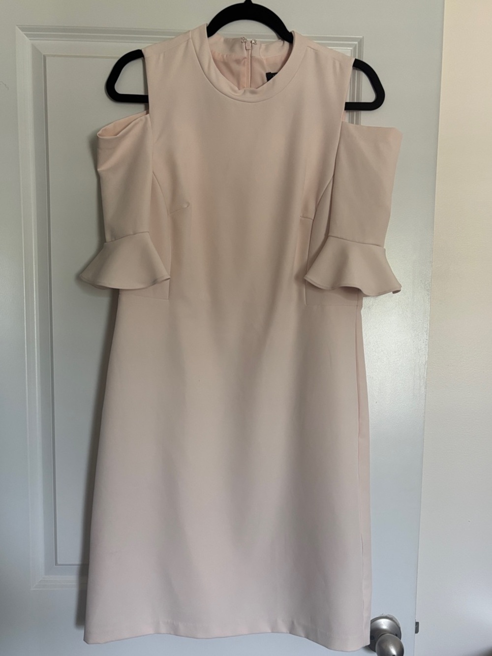Sharagano Blush Cold-Shoulder Ruffle Midi Dress